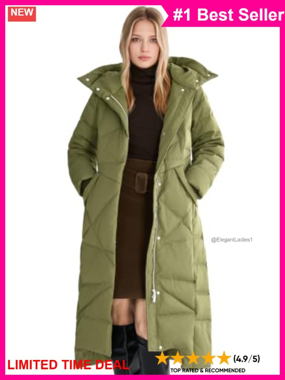 Long Maxi Down Puffer Coat with Hood Windproof Winter Coat